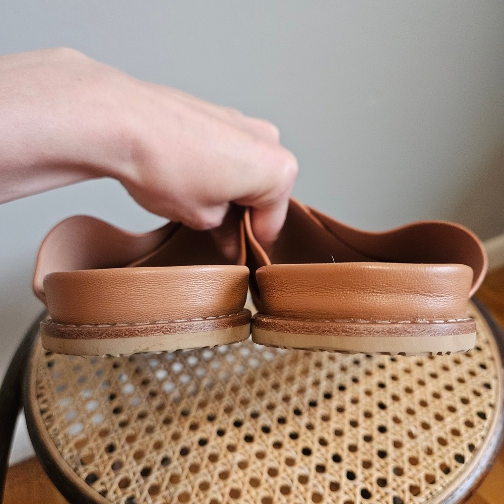 J Jill Tan Leather Slip On Sandals Crossband Comfort Slides Neutral Womens‎ 10 - Picture 3 of 7